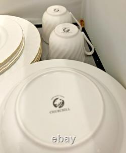 Churchill Fine Bone China White Gold Trim 4-Place Settings 20 Pieces Exquisite