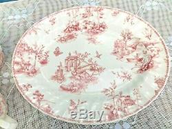 Churchill Pink Toile 42 Pc Fine China Dinner Dining Set England