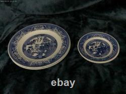 Churchill, Royal Blue Willow Massive 42 Piece China Set