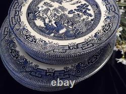 Churchill Willow Blue Fine China Dish Dinner Set For 8 40pc Made In England