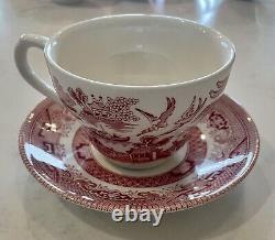 Churchill Willow Red Rosa Pink China 36-piece Set, Made in England