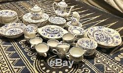 Classic White Blue Nordic J&G Meakin England Full Set Of China 84 Pieces Plus