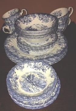 Coaching Scenes by Johnson Brothers China-Blue Set of 24 Made In England SALE