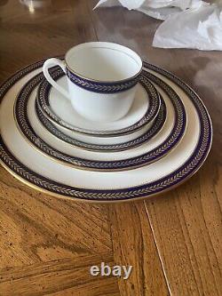 Coalport Bone China Blue Wheat Five Pc Place Setting For Twelve