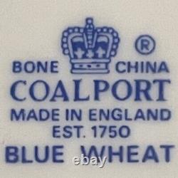 Coalport Bone China Blue Wheat Soup/Salad Plate 6 Piece Set England 6 Diameter