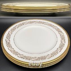 Coalport Bone China Viceroy 24Kt Gold on White Dinner Plate 4pc Set England