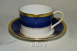 Coalport England Athlone Blue Set of 10 Flat Coffee Cups & Saucers Bone China