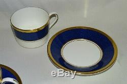 Coalport England Athlone Blue Set of 10 Flat Coffee Cups & Saucers Bone China