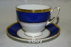 Coalport England Athlone Blue Set of 5 Footed Coffee Cups & Saucers Bone China