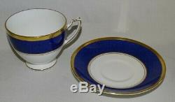 Coalport England Athlone Blue Set of 5 Footed Coffee Cups & Saucers Bone China