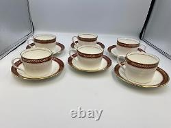 Coalport England Bone China RED WHEAT Cups & Saucers Set of 6