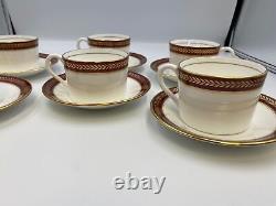 Coalport England Bone China RED WHEAT Cups & Saucers Set of 6