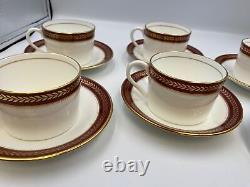 Coalport England Bone China RED WHEAT Cups & Saucers Set of 6