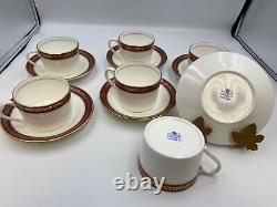 Coalport England Bone China RED WHEAT Cups & Saucers Set of 6