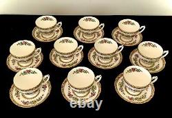 Coalport England Ming Rose Bone China Set of 10 Teacups & Saucers Discontinued