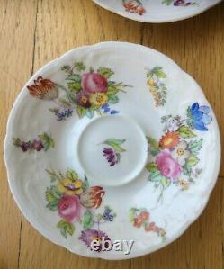 Coalport Floral China Set 12 Cups & Saucers Embossed Rim Tea Beautiful AD 1750