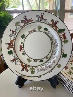 Coalport Hunting scene china set of 8 large dinner plates