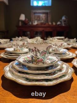 Coalport Indian Tree 6 Place 30pc Bone China Tea Set England Luncheon EXC