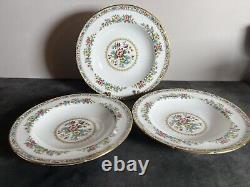 Coalport Ming Rose Fine Bone China Large Rim Soup Bowl Set Of 3 Mint Cond