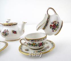 Coalport Ming Rose Miniature Tea Set Bone China England Teapot Cup Saucer Plate