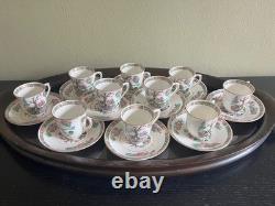 Colclough China Demitasse 10 Cup & Saucer Set Indian Tree Vintage Bone China