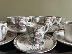 Colclough China Demitasse 10 Cup & Saucer Set Indian Tree Vintage Bone China