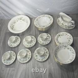 Complete 35 Piece Tea Set Saucers 70's Royal Doulton Strawberry Cream Fine China