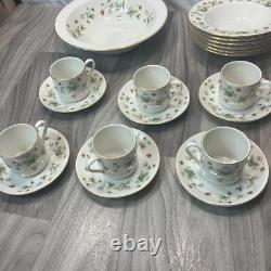 Complete 35 Piece Tea Set Saucers 70's Royal Doulton Strawberry Cream Fine China
