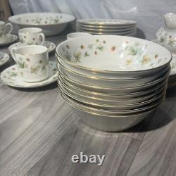 Complete 35 Piece Tea Set Saucers 70's Royal Doulton Strawberry Cream Fine China