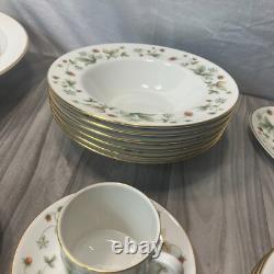 Complete 35 Piece Tea Set Saucers 70's Royal Doulton Strawberry Cream Fine China