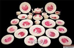 Copeland Spode Castle England Set-59 Serve-8 China Teapot Dinner Cup Pink 2/8109