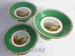 Copeland bone china British Isle scenes dessert plates 6 pce set 19th century