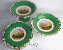 Copeland bone china British Isle scenes dessert plates 8 pce set 19th century