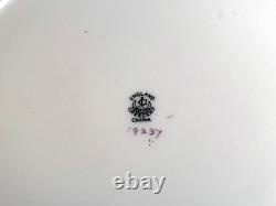 Crescent China England Dinner Plates Set of 8 Floral Navy Gold Rim 10.75
