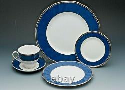 Crown Sapphire Fine bone china by Wedgewood, England, 5 Piece Place Setting