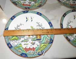 Crown Staffordshire Bone China Chinese Willow Dinner Plates Set Of Four 10 1/2
