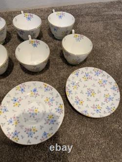 Crown Staffordshire Bone China Teacups and Saucers Set of 6 Made In England