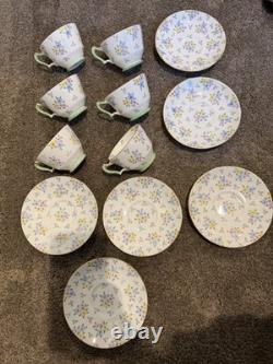 Crown Staffordshire Bone China Teacups and Saucers Set of 6 Made In England