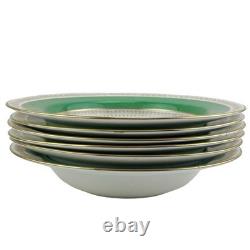 Crown Staffordshire Bowls Set 6 Green Gold A13646 Fine Bone China England 8.5