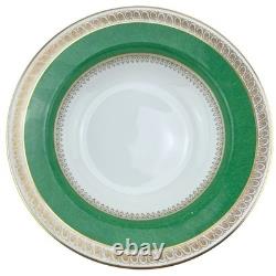 Crown Staffordshire Bowls Set 6 Green Gold A13646 Fine Bone China England 8.5