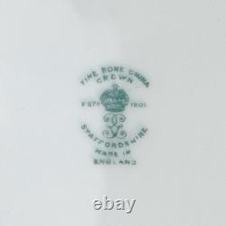 Crown Staffordshire Bowls Set 6 Green Gold A13646 Fine Bone China England 8.5
