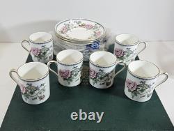 Crown Staffordshire Chelsea Manor Coffee Tea Party Set 6 Cups and 5 Saucers NOB