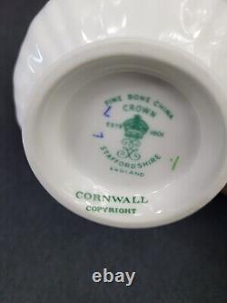 Crown Staffordshire Cornwall Snack Plates Cups Fine Bone China England 12 Sets C