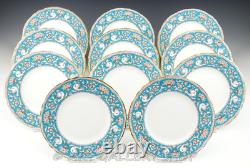 Crown Staffordshire ELLESMERE TURQUOISE 7-1/4 SALAD /DESSERT PLATES Set of 11
