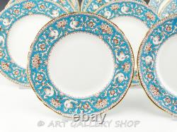 Crown Staffordshire ELLESMERE TURQUOISE 7-1/4 SALAD /DESSERT PLATES Set of 11