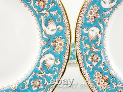 Crown Staffordshire ELLESMERE TURQUOISE 7-1/4 SALAD /DESSERT PLATES Set of 11