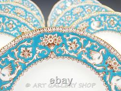 Crown Staffordshire ELLESMERE TURQUOISE 7-1/4 SALAD /DESSERT PLATES Set of 11