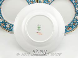 Crown Staffordshire ELLESMERE TURQUOISE 7-1/4 SALAD /DESSERT PLATES Set of 11
