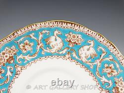 Crown Staffordshire ELLESMERE TURQUOISE CREAM SOUP BOWLS CUPS AND SAUCERS Set 6