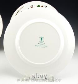 Crown Staffordshire England HUNTING SCENE FOX HORSES 10-3/4 DINNER PLATES Set 4